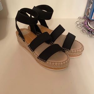 black wedge sandals